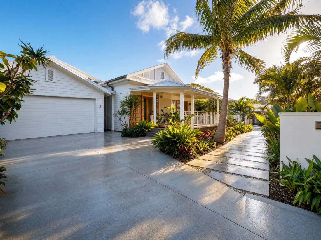 Freshly cleaned driveway at a Northern Rivers home